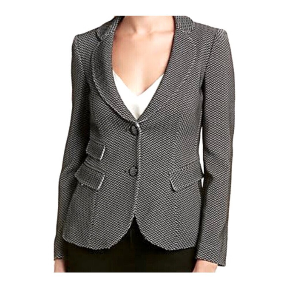 Giorgio Armani Collezioni Chevron Jacquard Blazer Black SZ 6 jacket